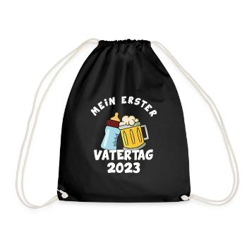 Vater Vatertag Papa Herren Geschenk Baby Bier süß - Turnbeutel - Schwarz - Vorne