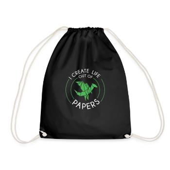 Fantastisch Ich erschaffe ein Leben aus Papieren - Turnbeutel - Schwarz - Vorne