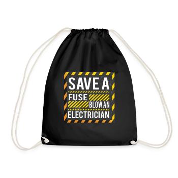 Lustige Elektriker Sprüche I Eliktriker - Turnbeutel - Schwarz - Vorne