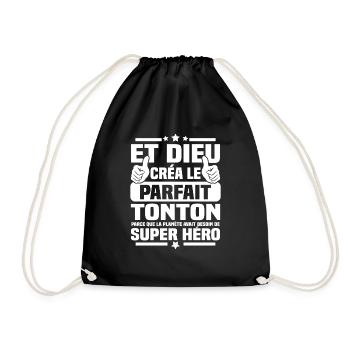 Et dieu créa le tonton parfait - cadeau humour - Sac de sport léger - noir - Devant