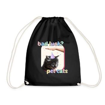 Cat Memes - Bad Luck Pet Cats - Drawstring Bag - black - Front