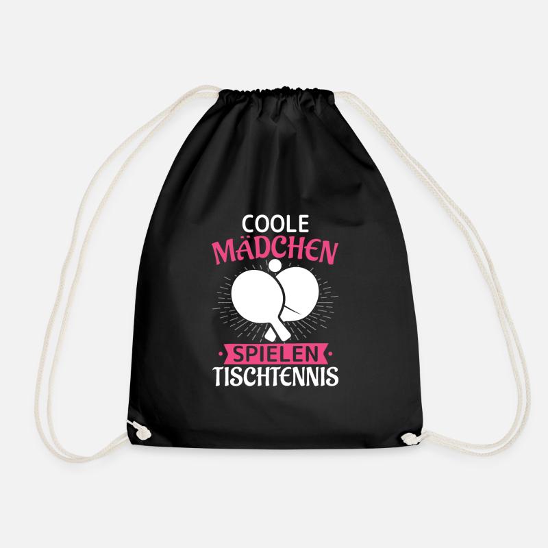 Mädchen spielen Tischtennis Geschenk - Turnbeutel - Schwarz