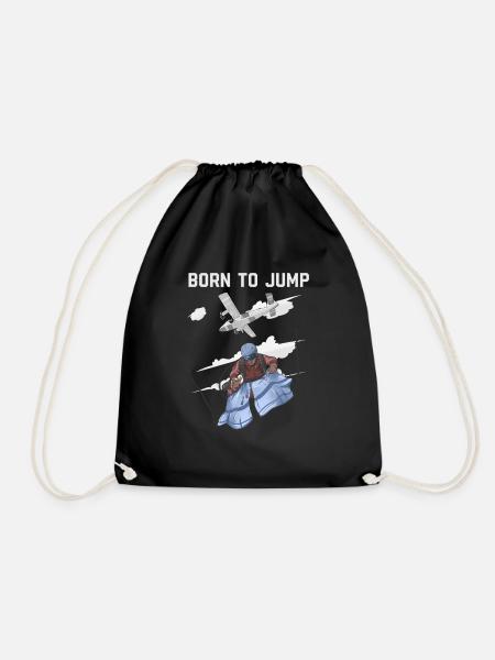 Skydiving, Born To Jump - Drawstring Bag - black