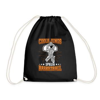 Geschenk Jungs spielen Basketball - Turnbeutel - Schwarz - Vorne