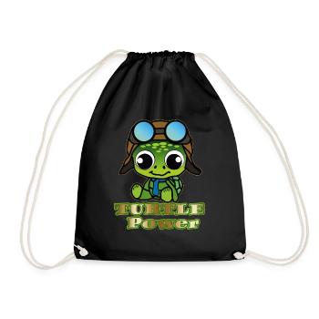 Turtle Power - Drawstring Bag - black - Front