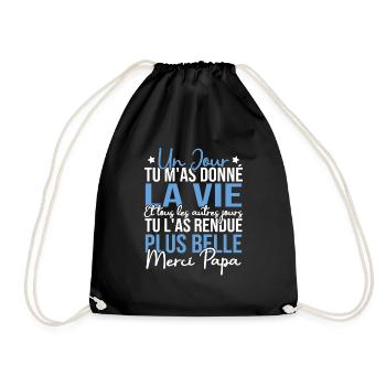 Un jour tu m'as donné la vie, Merci papa - Sac de sport léger - noir - Devant