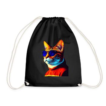 Coole Katze trägt Sonnenbrille - Turnbeutel - Schwarz - Vorne