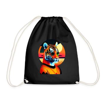 Cooler Tiger trägt Sonnenbrille - Turnbeutel - Schwarz - Vorne