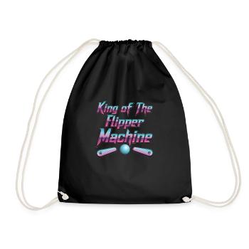 Flipper King of the Flipper Machine Funny - Drawstring Bag - black - Front