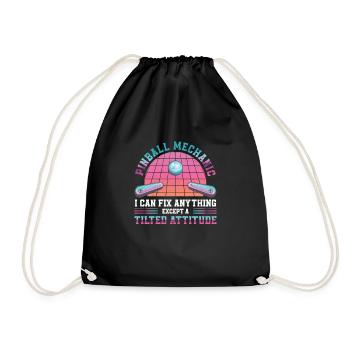 Flipper Tilted Attitude Funny pinball machine in the - Drawstring Bag - black - Front