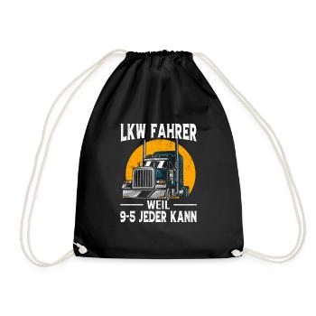 LKW Fahrer Geschenk Brummi Vater Jubiläum - Turnbeutel - Schwarz - Vorne