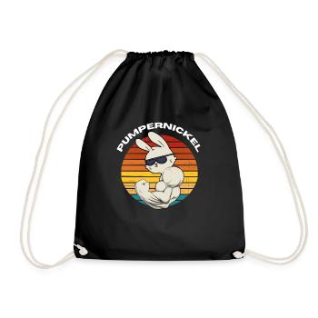 Pumpernickel Hase Powerlifting Gewichtheben - Turnbeutel - Schwarz - Vorne