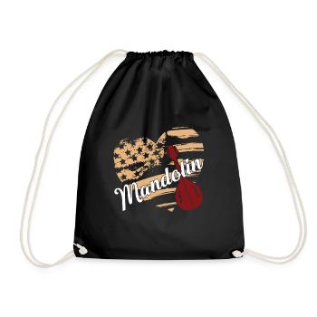 Mandolin Mandolin Flag - Drawstring Bag - black - Front