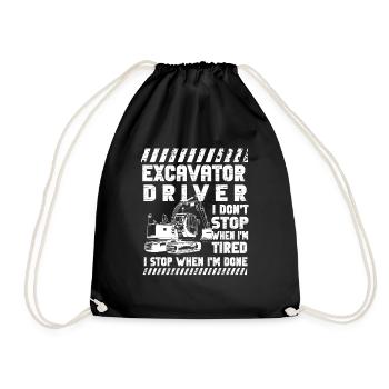 Lustiger Bagger Spruch für Baggerfahrer - Turnbeutel - Schwarz - Vorne