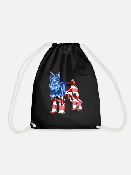 Schnauzer Schnauzer Flag - Drawstring Bag - black