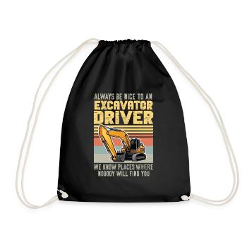 Lustiger Bagger Spruch für Baggerfahrer - Turnbeutel - Schwarz - Vorne