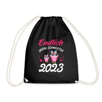 Endlich große Schwester 2023 - Turnbeutel - Schwarz - Vorne