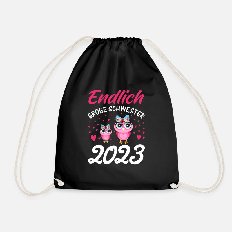 Endlich große Schwester 2023 - Turnbeutel - Schwarz