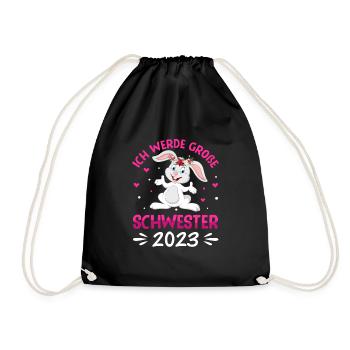 Ich werde große Schwester 2023 - Turnbeutel - Schwarz - Vorne