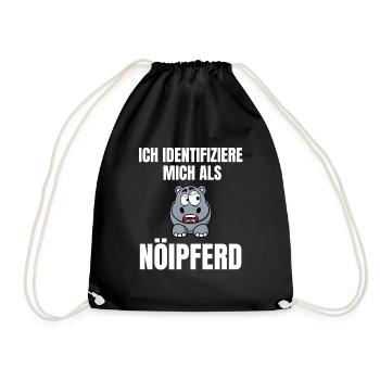 Gelangweiltes Nilpferd / Nölpferd / Keinen Bock - Turnbeutel - Schwarz - Vorne