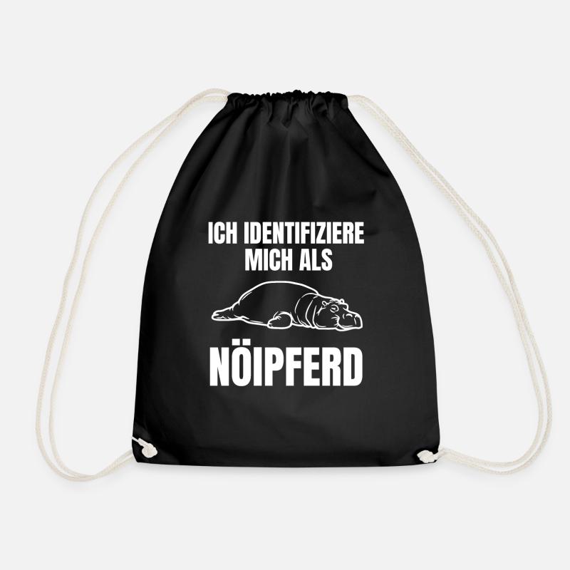 Gelangweiltes Nilpferd / Nölpferd / Keinen Bock - Turnbeutel - Schwarz