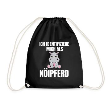 Gelangweiltes Nilpferd / Nölpferd / Keinen Bock - Turnbeutel - Schwarz - Vorne