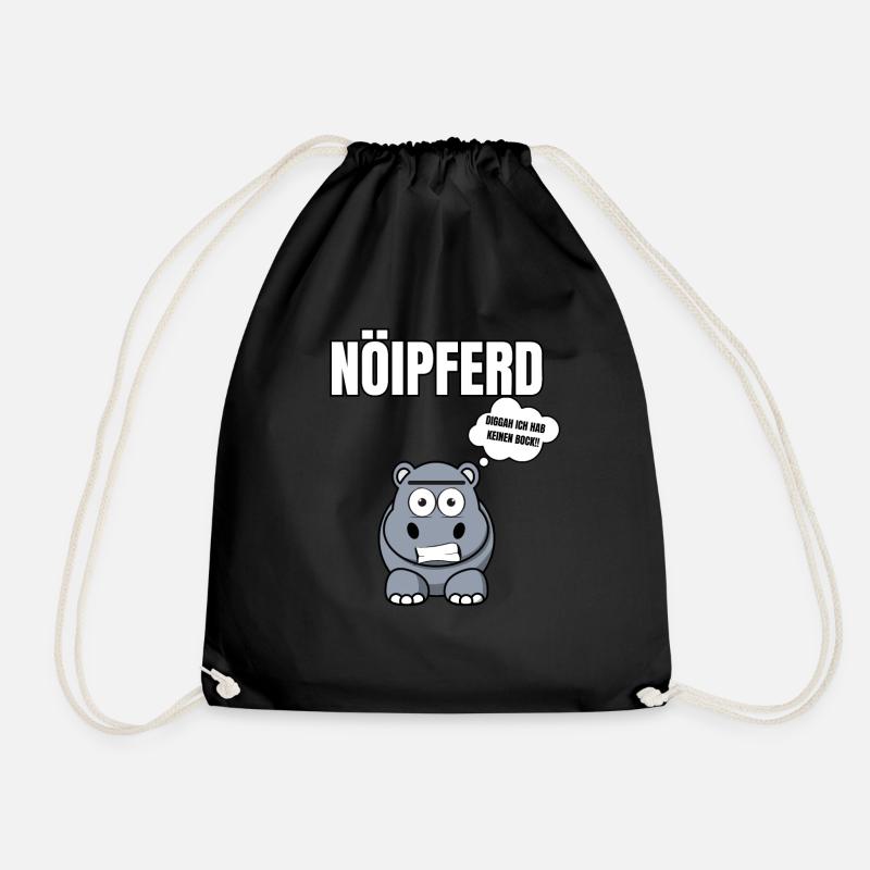 Gelangweiltes Nilpferd / Nölpferd / Keinen Bock - Turnbeutel - Schwarz