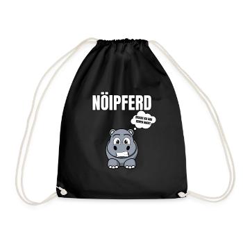 Gelangweiltes Nilpferd / Nölpferd / Keinen Bock - Turnbeutel - Schwarz - Vorne