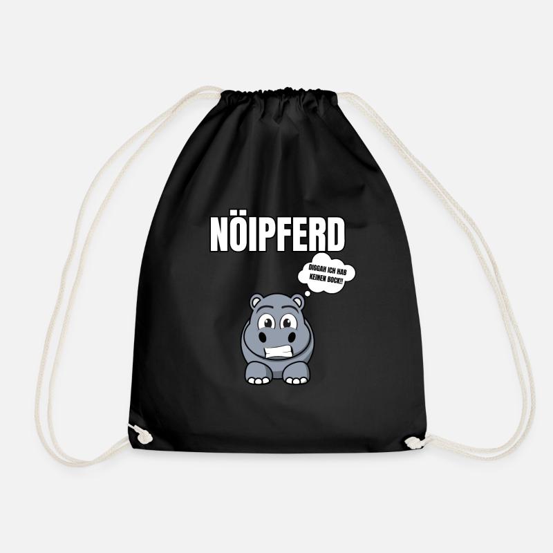Gelangweiltes Nilpferd / Nölpferd / Keinen Bock - Turnbeutel - Schwarz