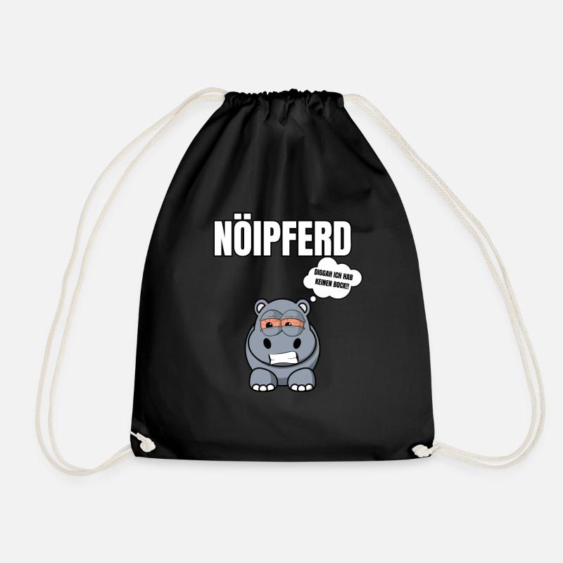 Gelangweiltes Nilpferd / Nölpferd / Keinen Bock - Turnbeutel - Schwarz