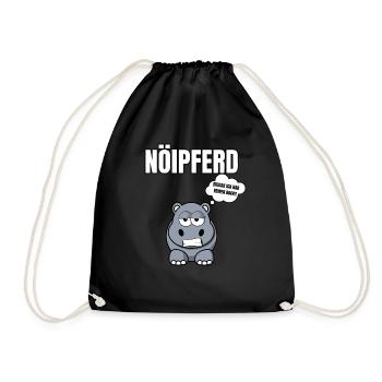 Gelangweiltes Nilpferd / Nölpferd / Keinen Bock - Turnbeutel - Schwarz - Vorne