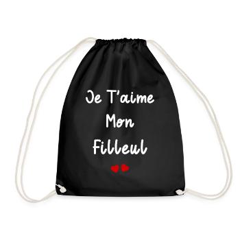 Je t'aime mon Filleul - Sac de sport léger - noir - Devant