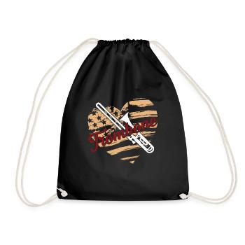 Trombone Trombone Flag - Drawstring Bag - black - Front