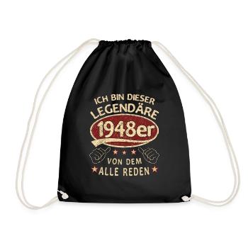 75. Geburtstag 1948 75 er Geburtstag - Turnbeutel - Schwarz - Vorne