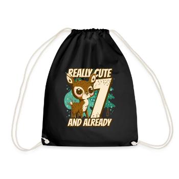 really Cute and already 7 - fawn children birthday - Turnbeutel - Schwarz - Vorne