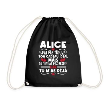 Alice j'ai pas trouvé ton cadeau idéal... - Sac de sport léger - noir - Devant