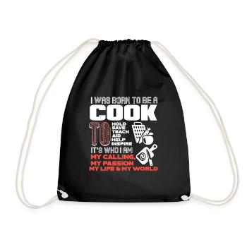 Cook I Was Born To Be A Cook - Drawstring Bag - black - Front