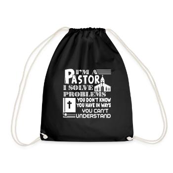 Pastor Pastor I Solve Problems - Drawstring Bag - black - Front