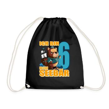 Kapitän Ich Bin 6 Und Schon Seebär - Turnbeutel - Schwarz - Vorne