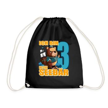 Kapitän Ich Bin 3 Und Schon Seebär - Turnbeutel - Schwarz - Vorne