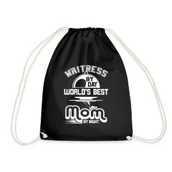 Waitress Waitress By Day Mom By Night - Drawstring Bag - black - Front