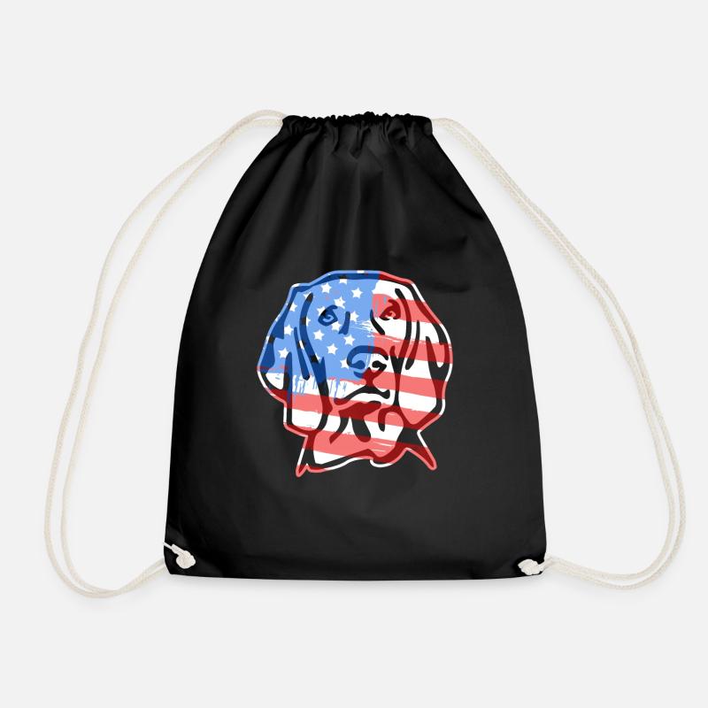 Vizsla Vizsla Flag Face - Drawstring Bag - black
