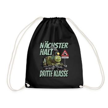 Nächster Halt Dritte Klasse - Grundschule Lok und - Turnbeutel - Schwarz - Vorne