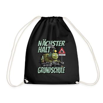Nächster Halt Grundschule - Schulanfang Lok und - Turnbeutel - Schwarz - Vorne