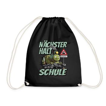 Nächster Halt Schule - Schulanfang Lok und Zug - Turnbeutel - Schwarz - Vorne
