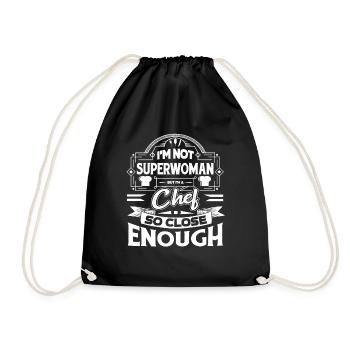 Chef I'm A Chef So Close Enough - Drawstring Bag - black - Front