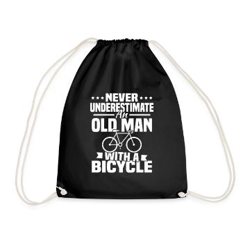 Never underestimate an old man with a bicycle... - Drawstring Bag - black - Front