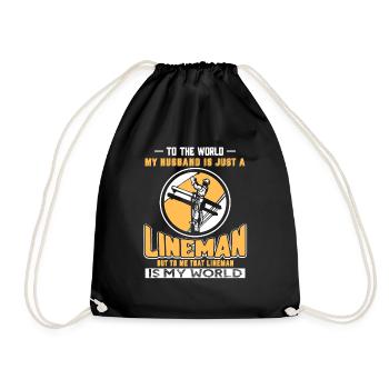 Lineman Lineman is My World - Drawstring Bag - black - Front