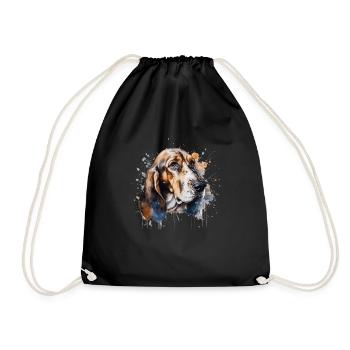 Basset Hound - Turnbeutel - Schwarz - Vorne