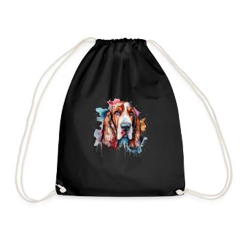 Basset Hound - Turnbeutel - Schwarz - Vorne